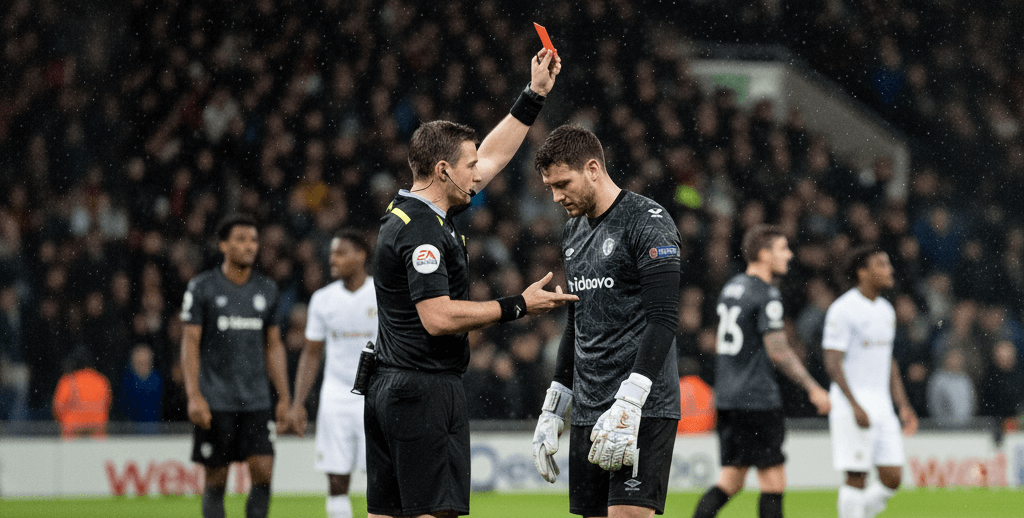 wat als keeper een rode kaart krijgt